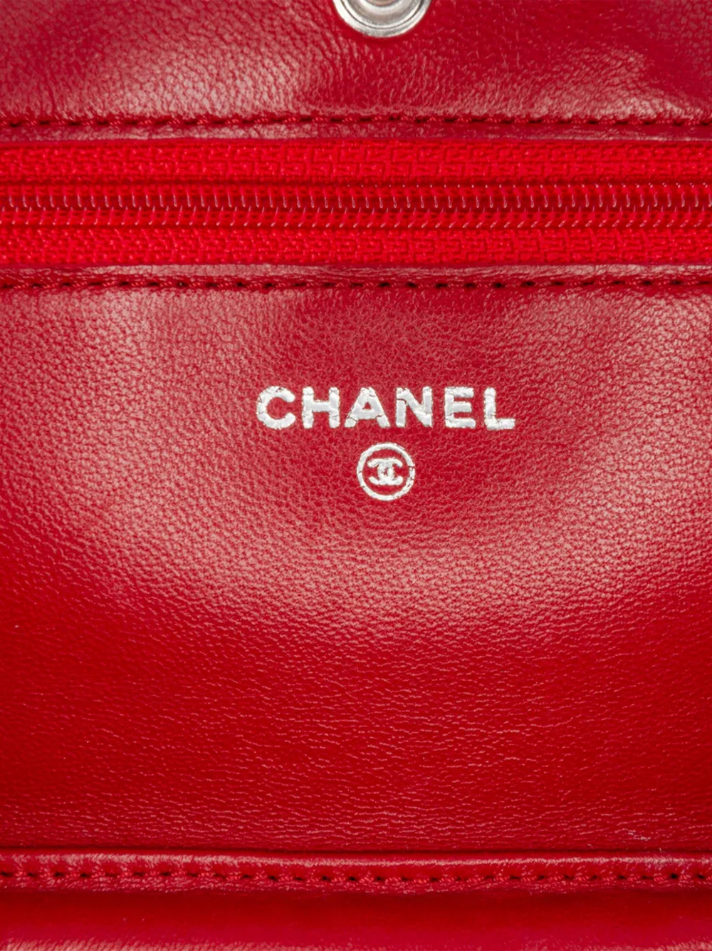 Pre-owned Chanel 2010-2011 Classic Lambskin Wallet On Chain Crossbody Bag In Red