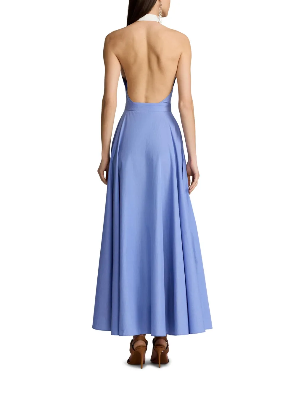 Shop Ralph Lauren Cotton Midi Dress In Blue