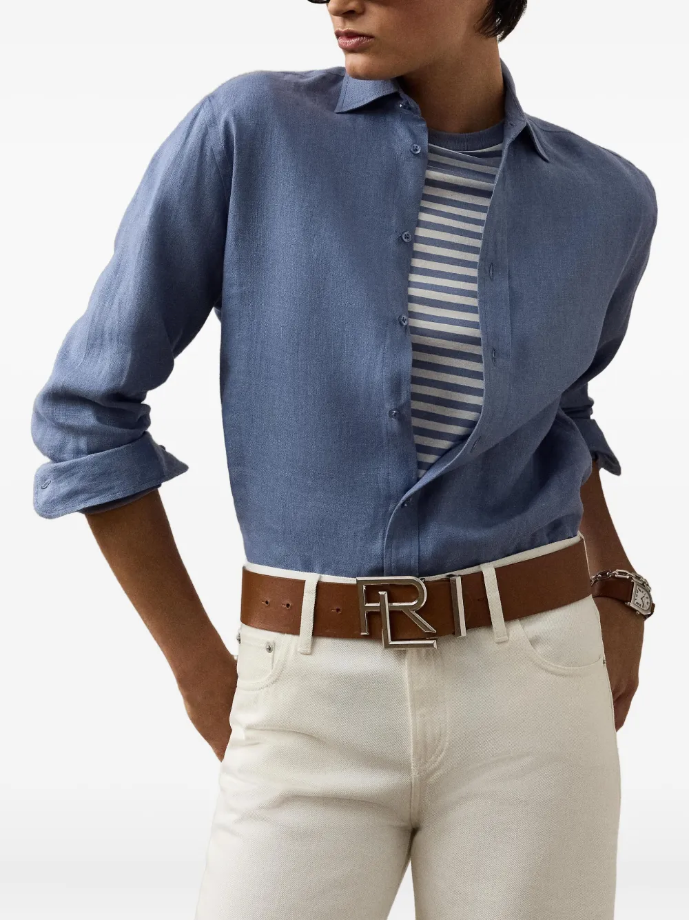 Ralph Lauren Collection Linnen blouse Blauw