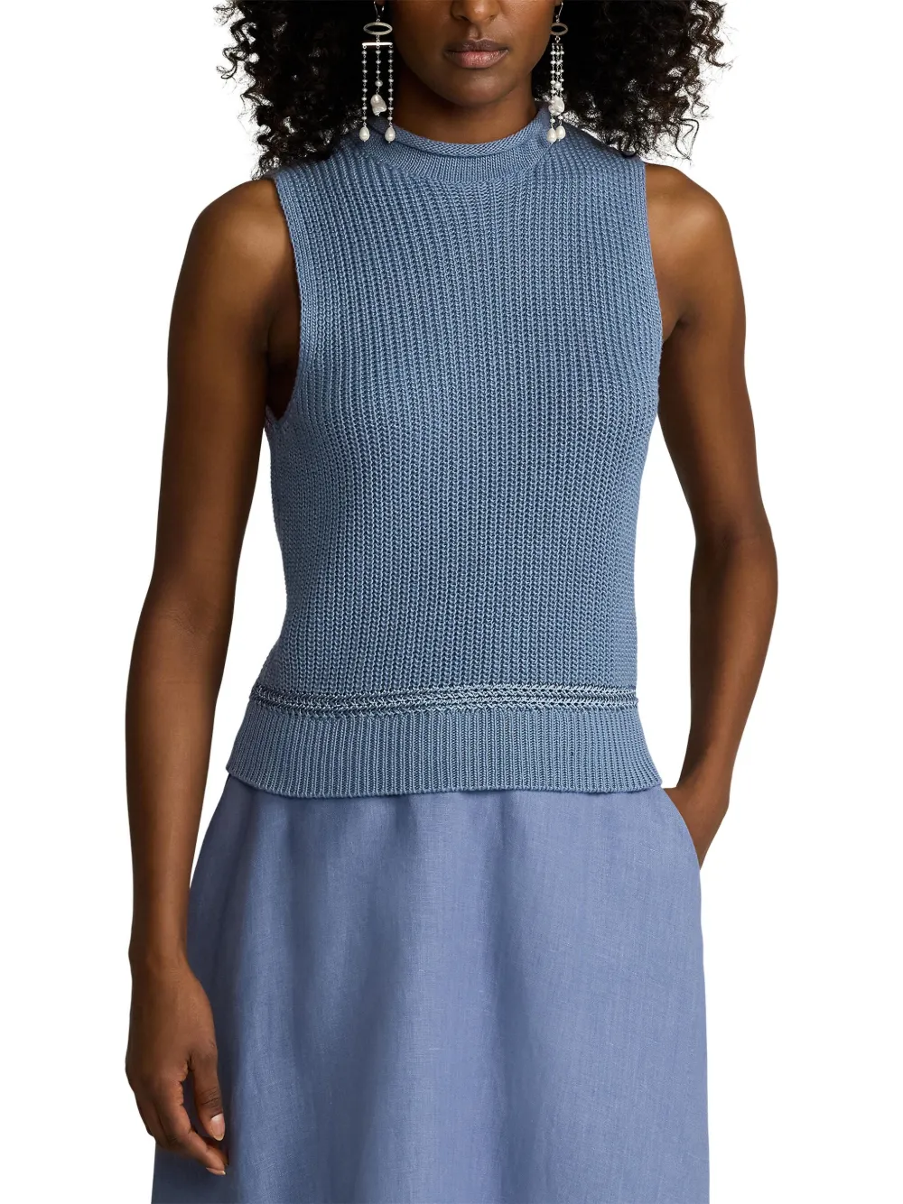 RALPH LAUREN RIBBED-KNIT TOP