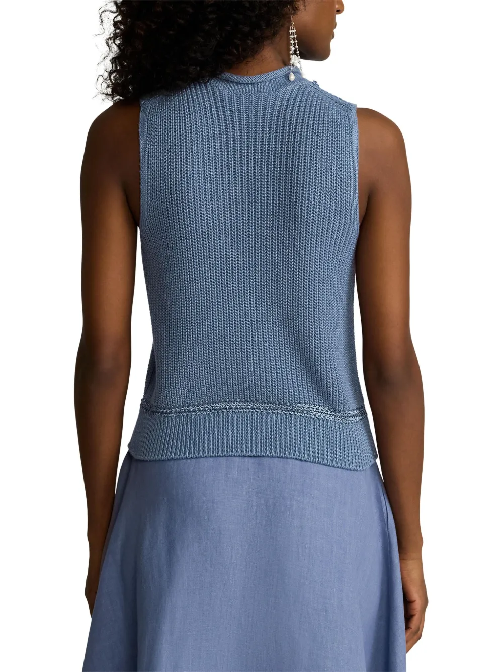 Shop Ralph Lauren Ribbed-knit Top In Blau