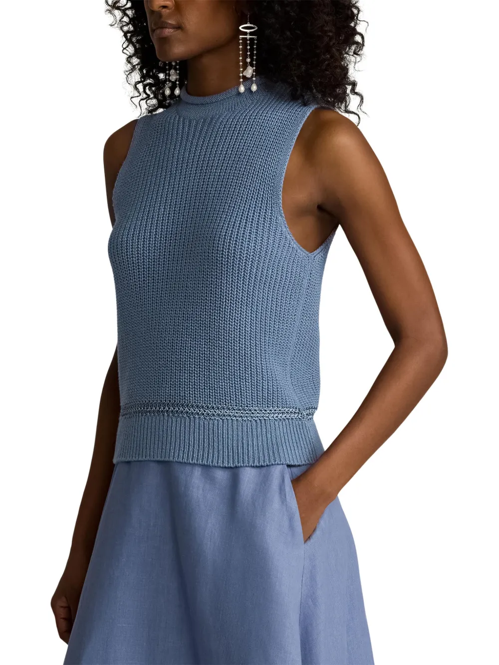 RALPH LAUREN RIBBED-KNIT TOP