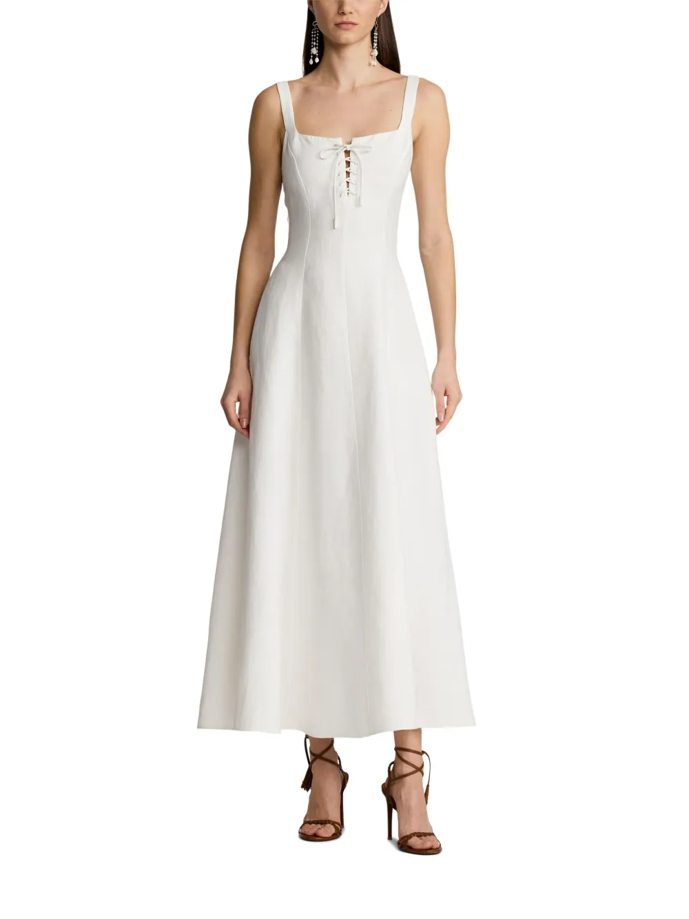 Shop Ralph Lauren Sonali Midi Dress In Weiss