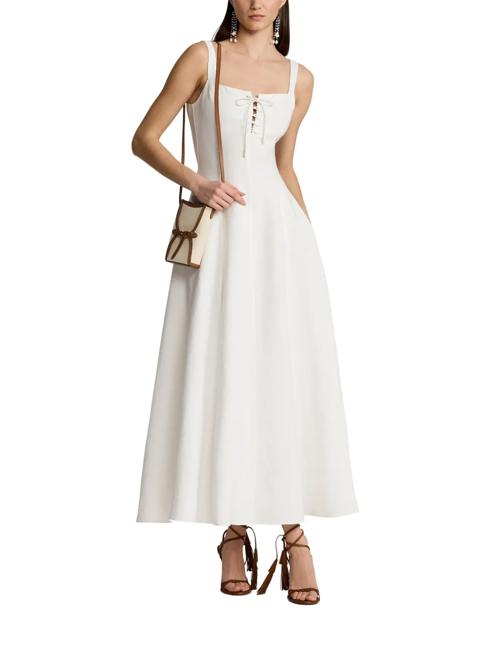 Shop Ralph Lauren Sonali Midi Dress In Weiss