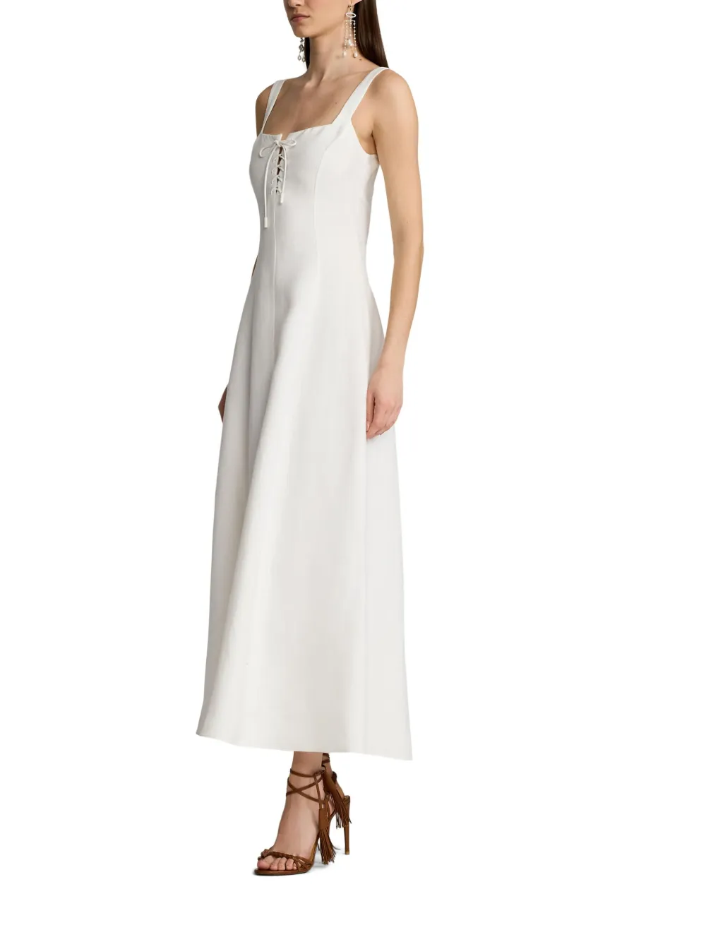Shop Ralph Lauren Sonali Midi Dress In Weiss