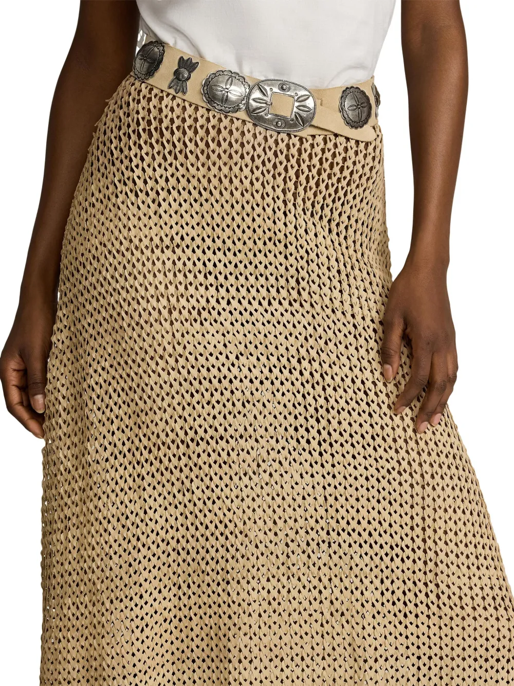 Shop Ralph Lauren Concho Belt In Neutrals