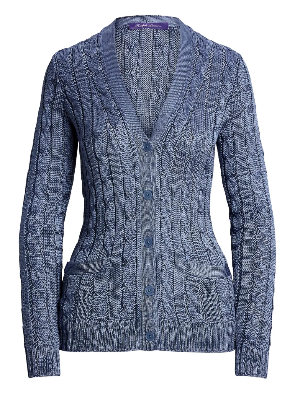 Ralph Lauren Collection cable-knit silk cardigan Blauw