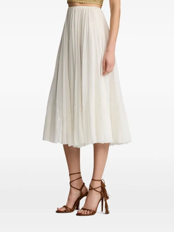 Ralph Lauren Collection Trivelas Midi Skirt | White | FARFETCH