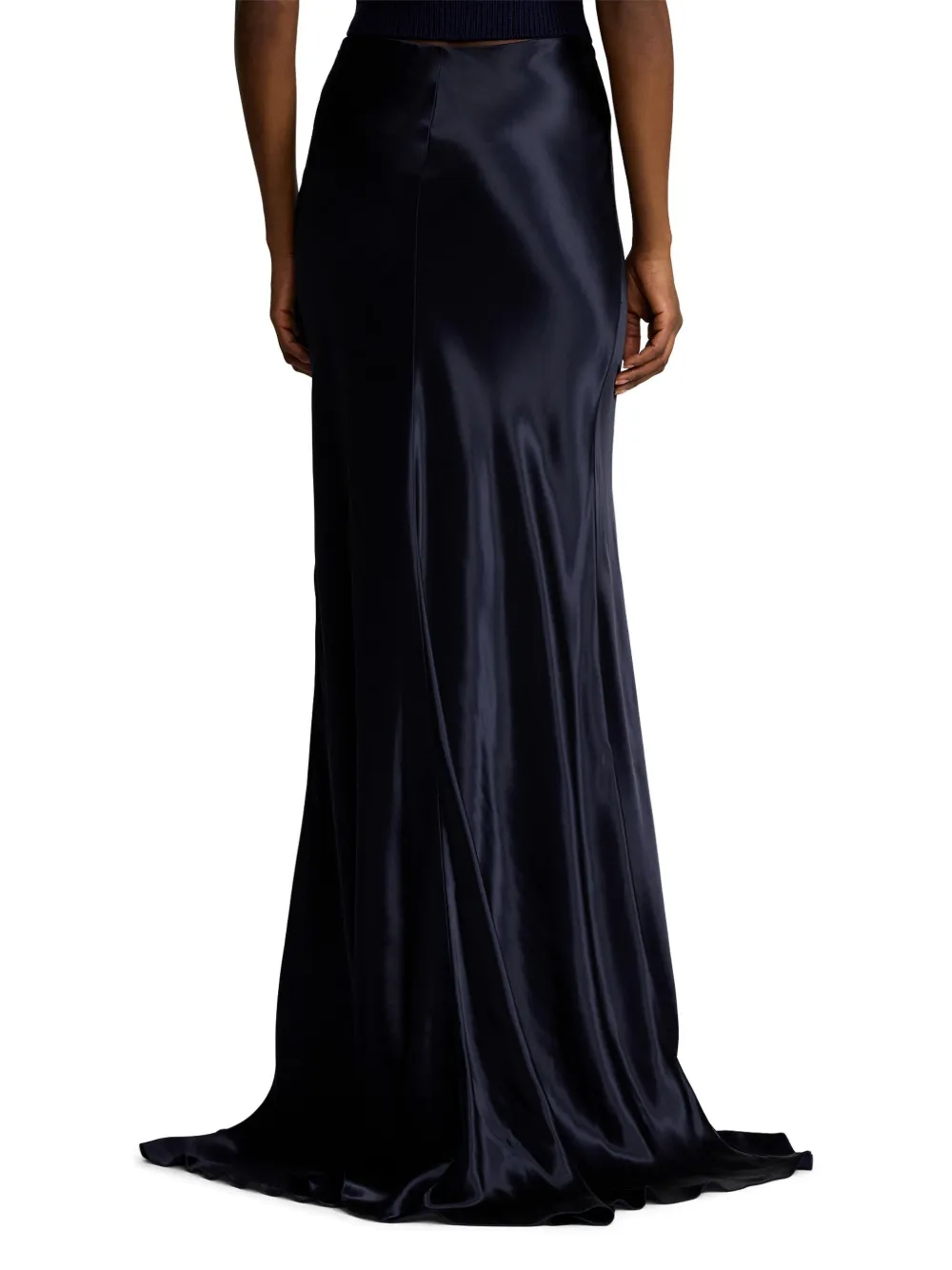 Shop Ralph Lauren Satin-finish Skirt In Blue