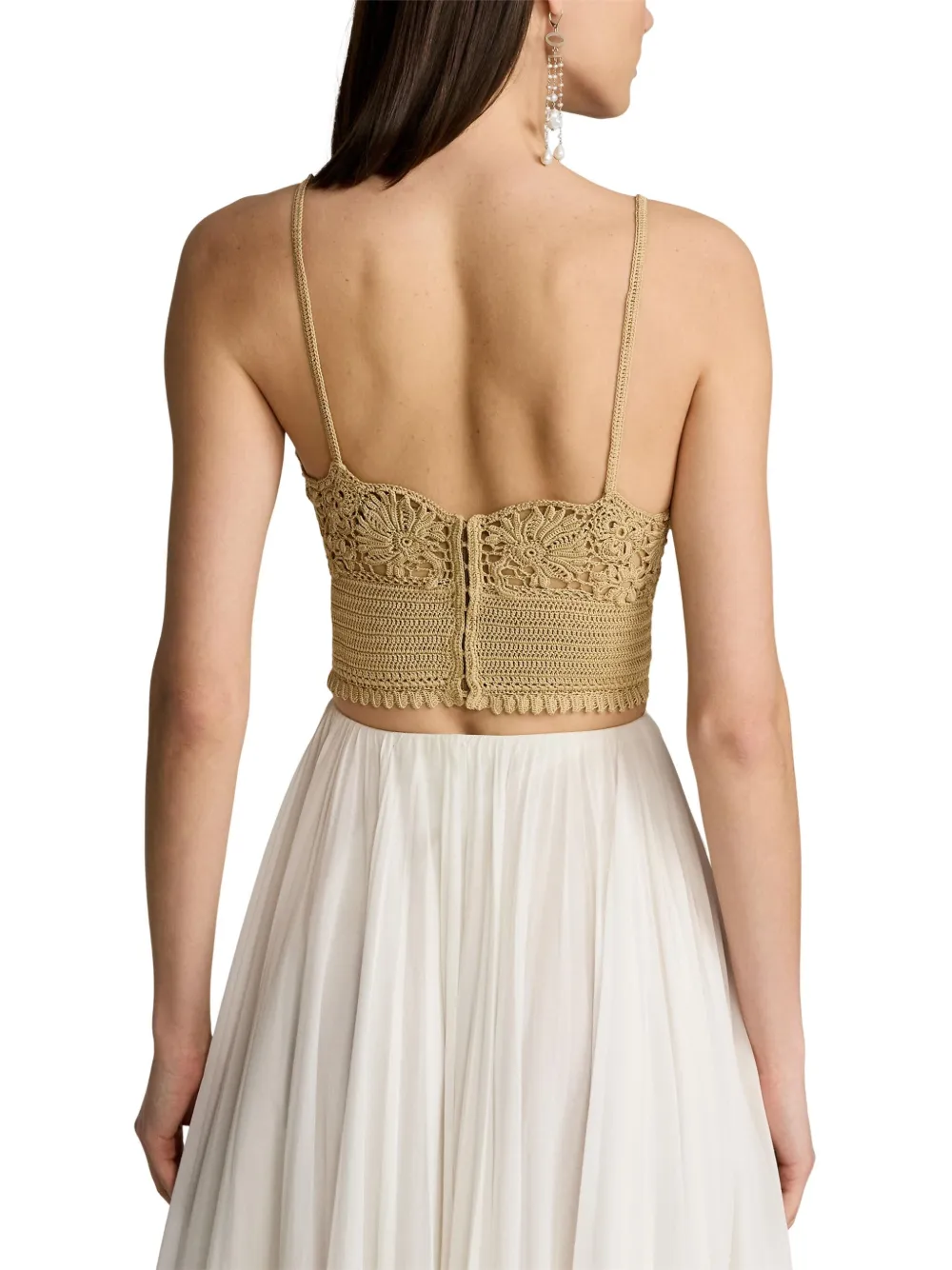 Ralph Lauren Silk Crochet Bralette In Braun