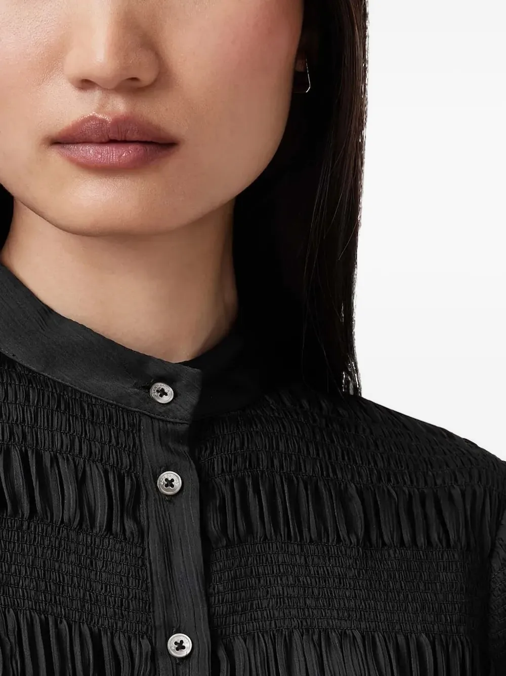 AllSaints Mini-jurk met ruches en gelaagd effect Zwart