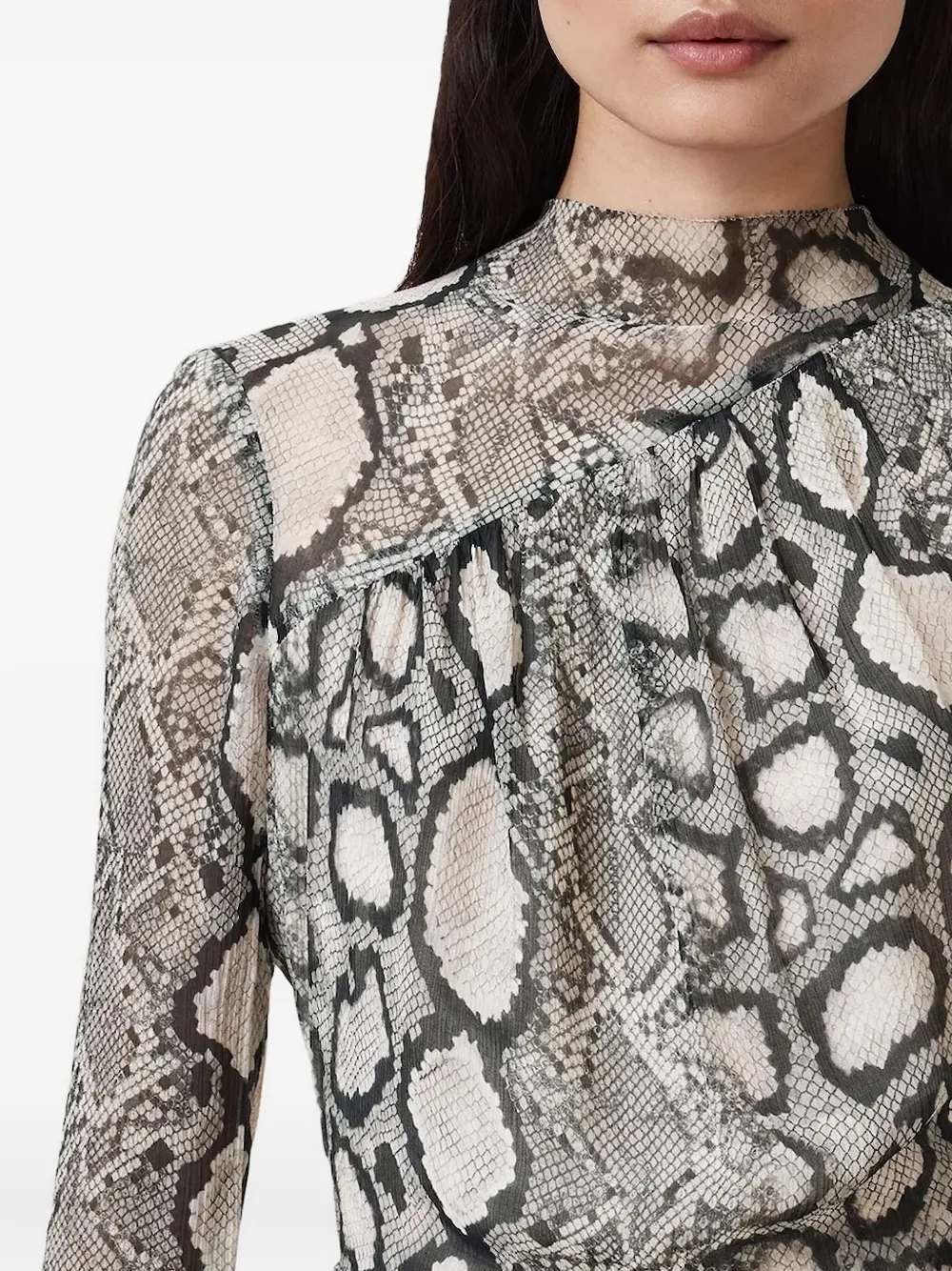 AllSaints Midi-jurk met slangenprint Beige