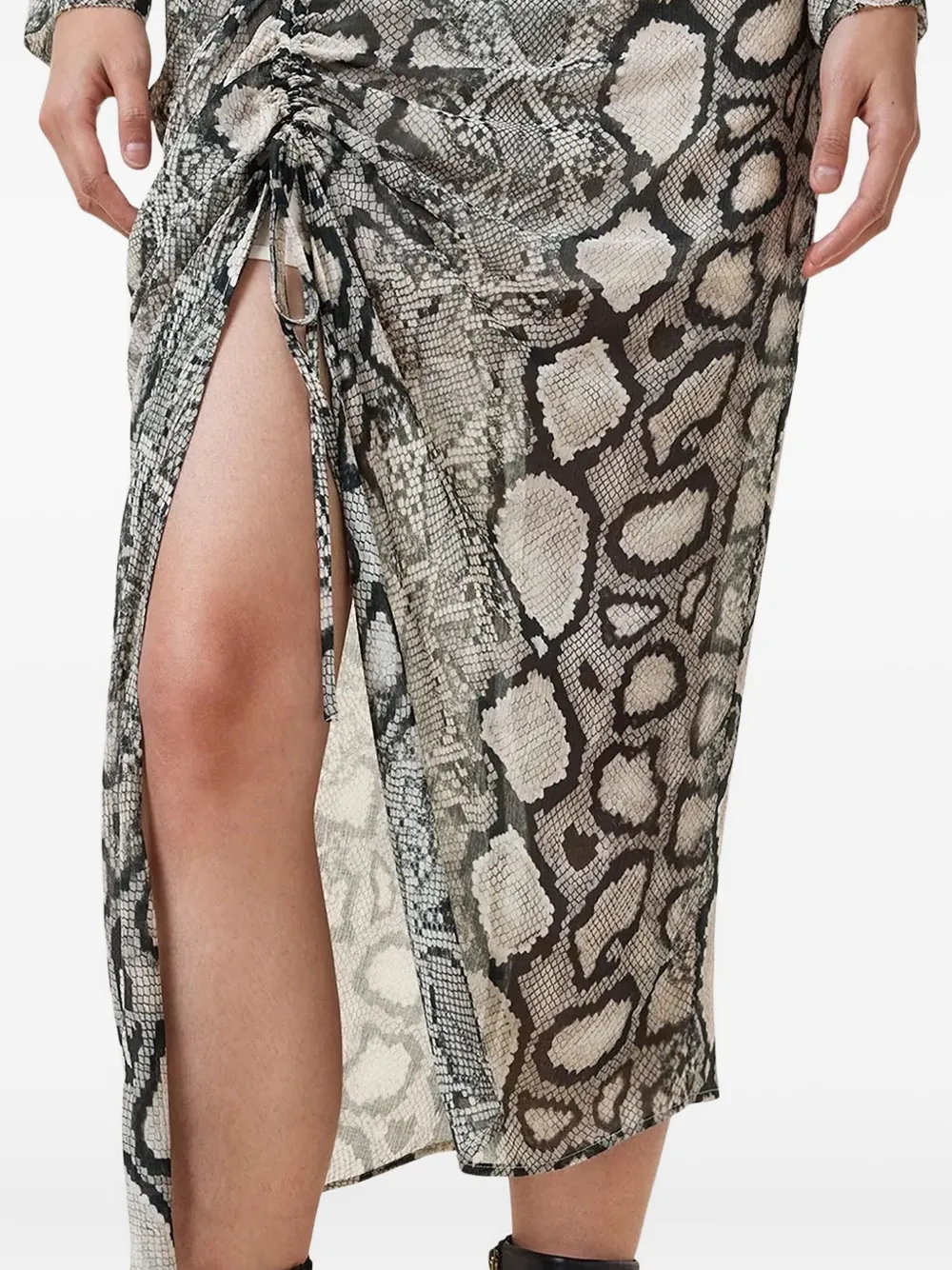 AllSaints Midi-jurk met slangenprint Beige