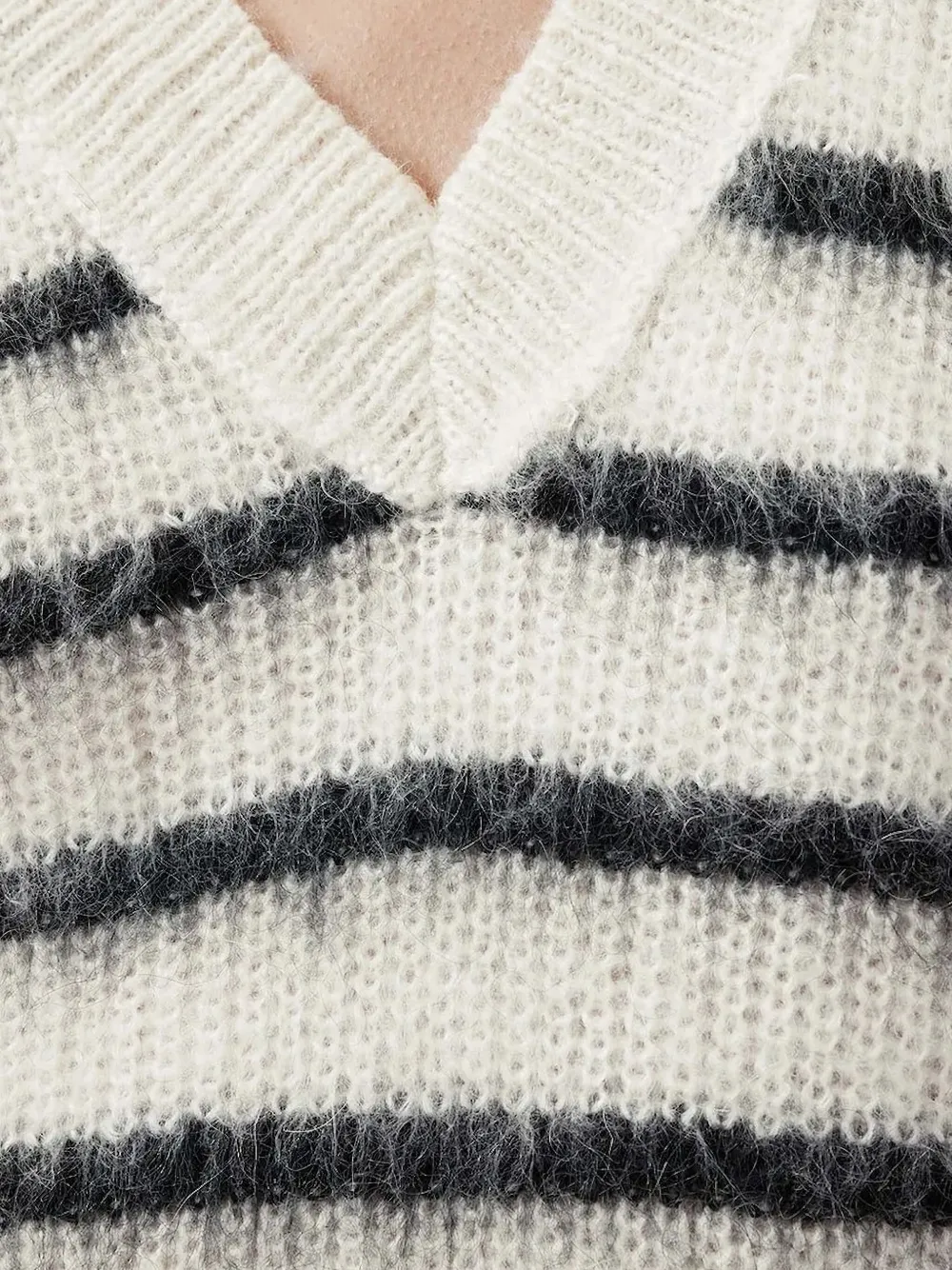 Allsaints Striped V-neck Sleeveless Vest In White