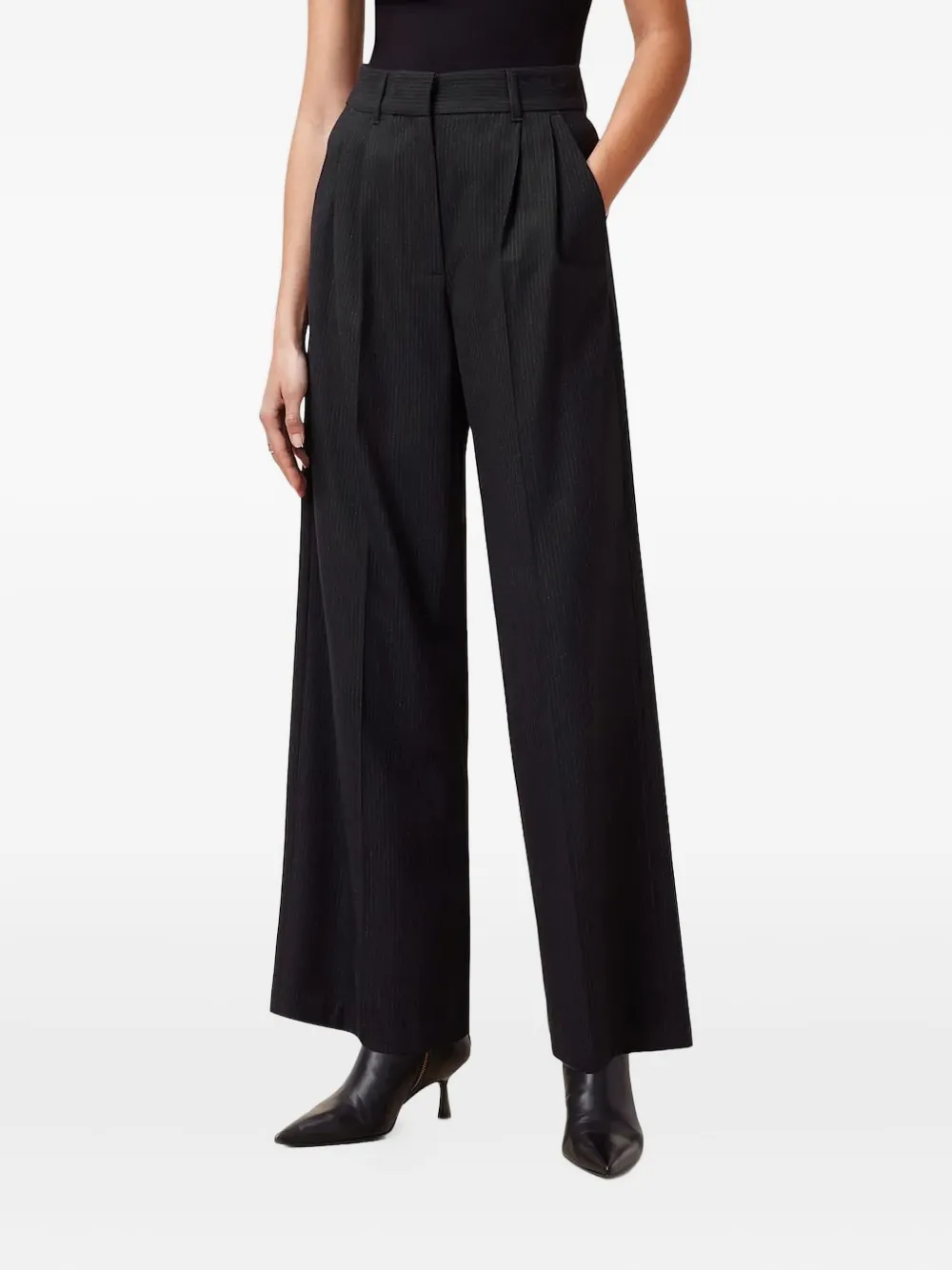 AllSaints pinstriped pleated trousers | Black | Image 1