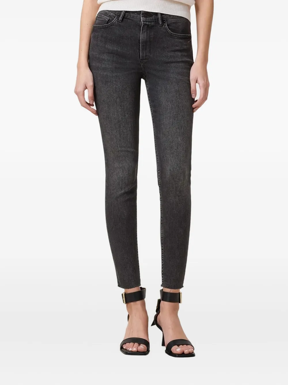 Allsaints Logo-patch Jeans In Black