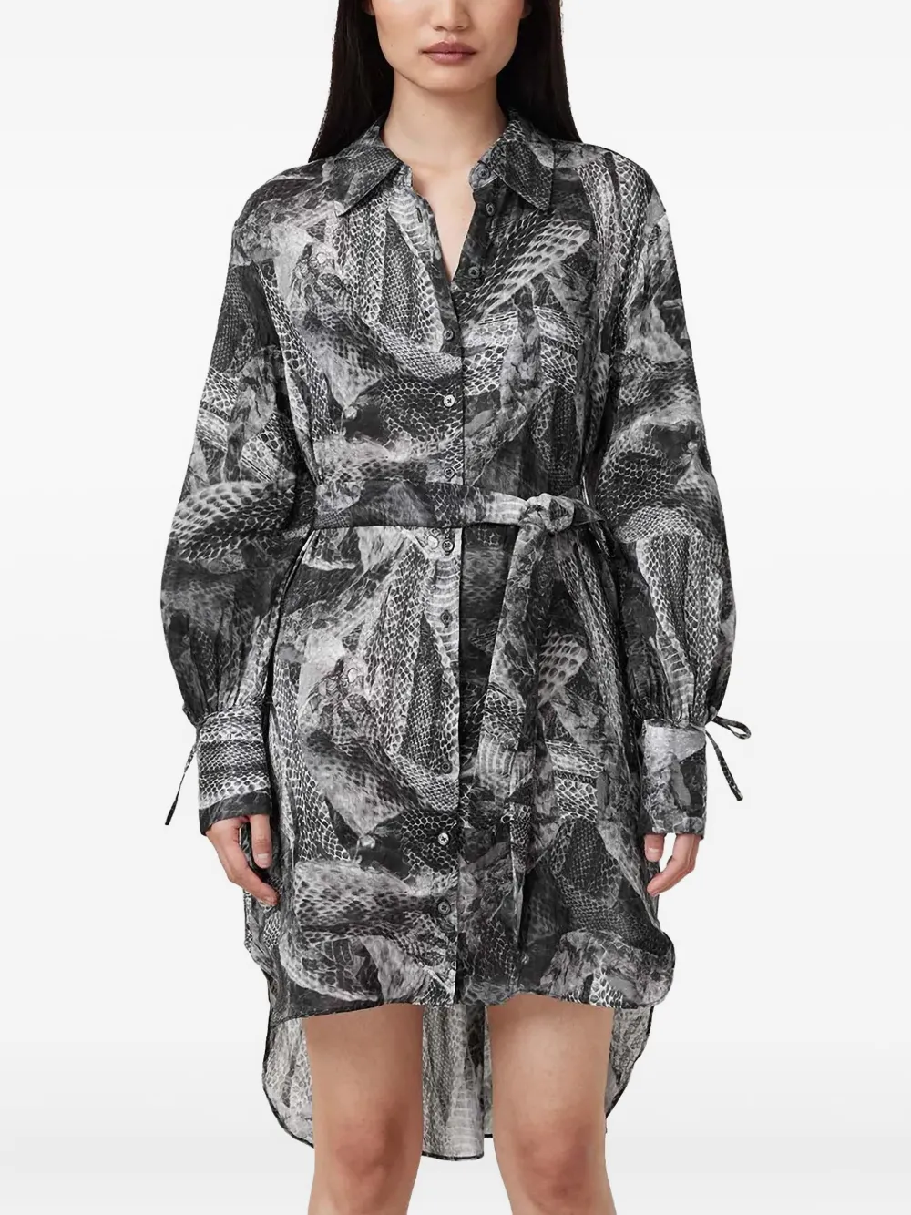 AllSaints スネークパターン シャツドレス - グレー AllSaints スネークパターン シャツドレス - グレー