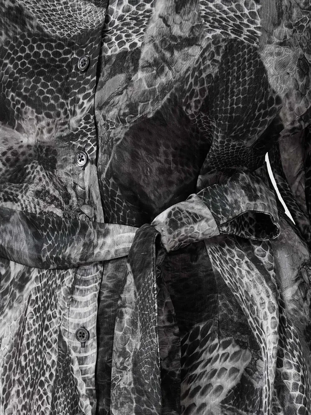 AllSaints Blousejurk met slangenprint en ceintuur Grijs