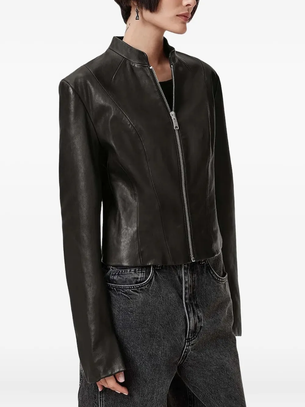 AllSaints Leren jack Zwart