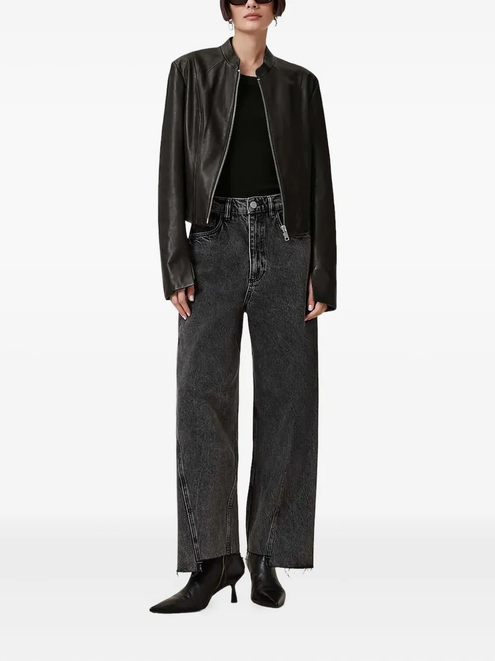 AllSaints Leren jack Zwart