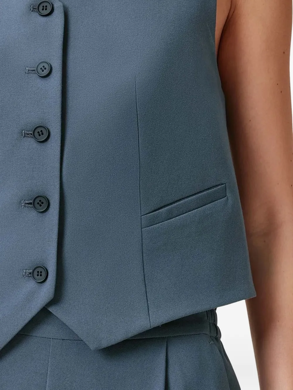 Allsaints Button-fastening Sleeveless Vest In Blue