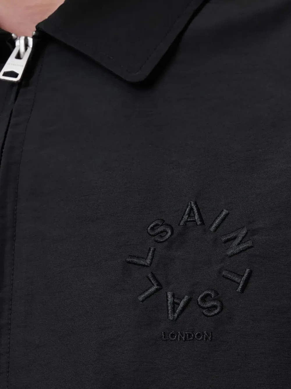 AllSaints Jack met geborduurd logo en rits Zwart