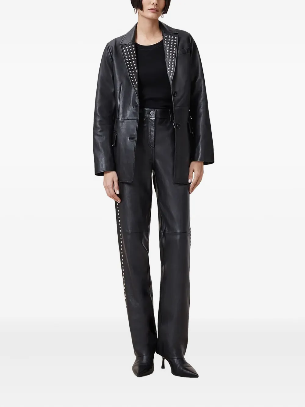 AllSaints Saige leren loafers met studs - Zwart