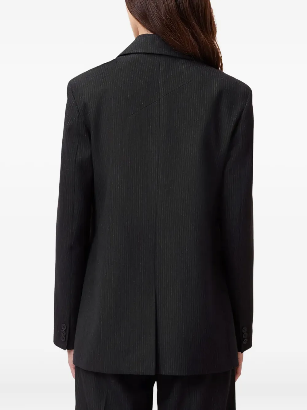 AllSaints Pinnie blazer met dubbele rij knopen en krijtstreep Zwart