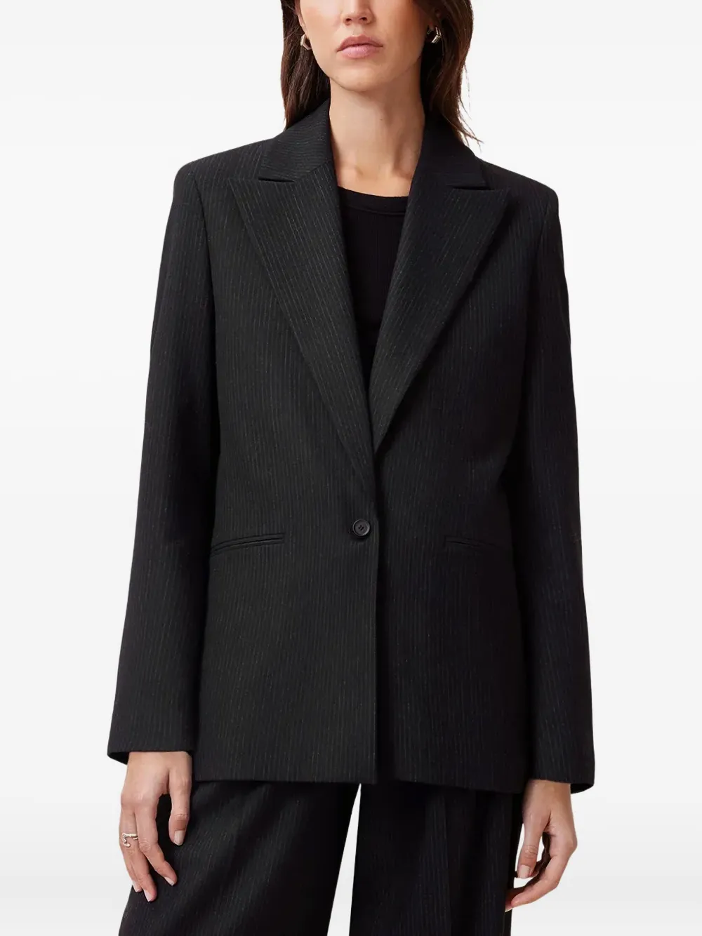 AllSaints Pinnie blazer met dubbele rij knopen en krijtstreep Zwart