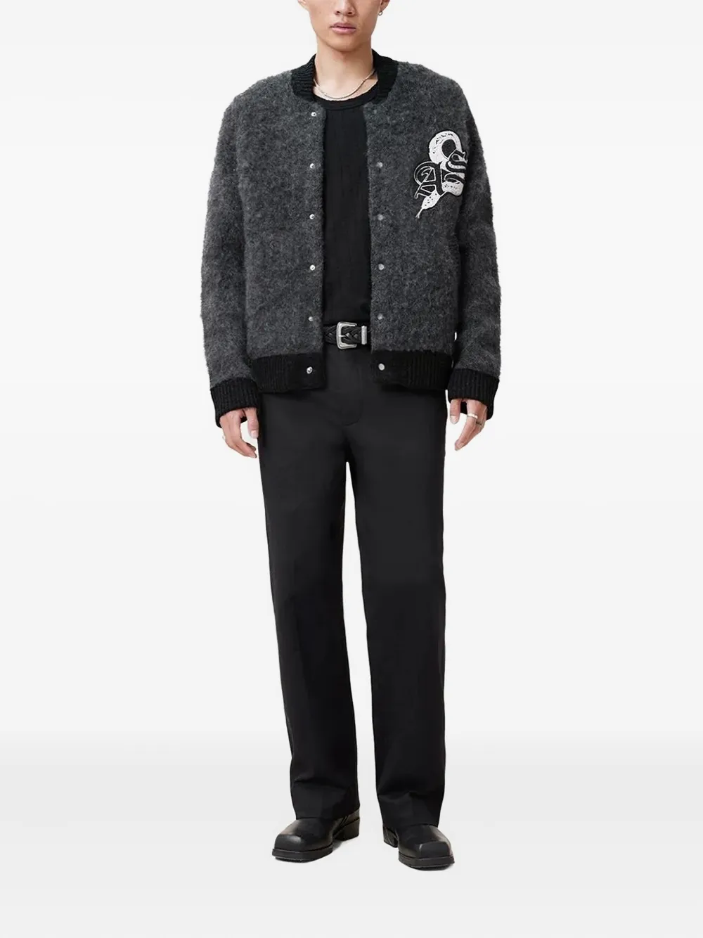 AllSaints Vest met geborduurde slang Grijs