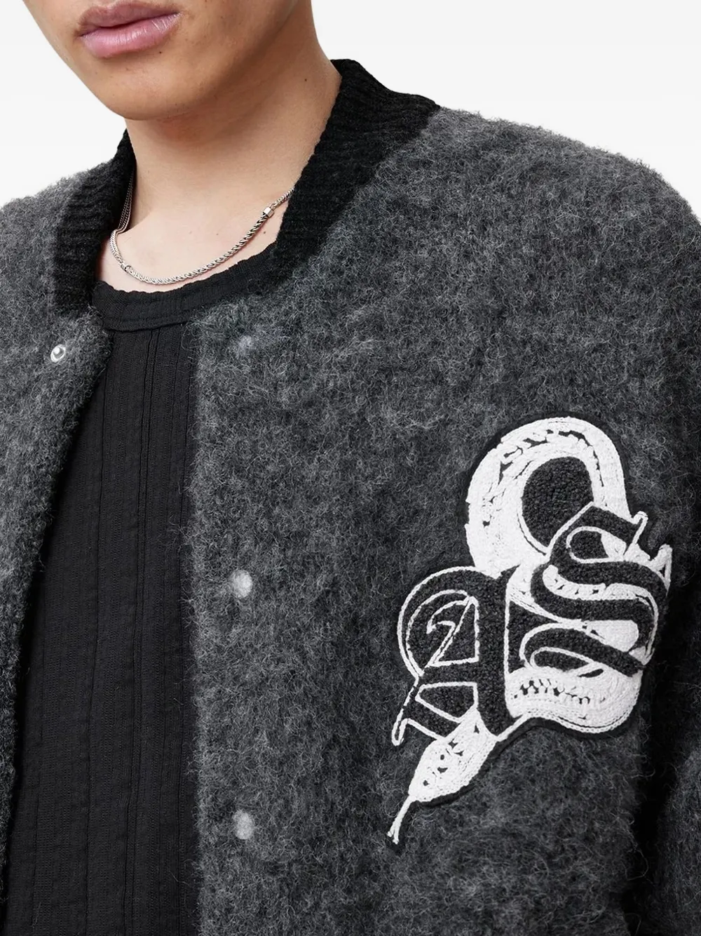 AllSaints Vest met geborduurde slang Grijs