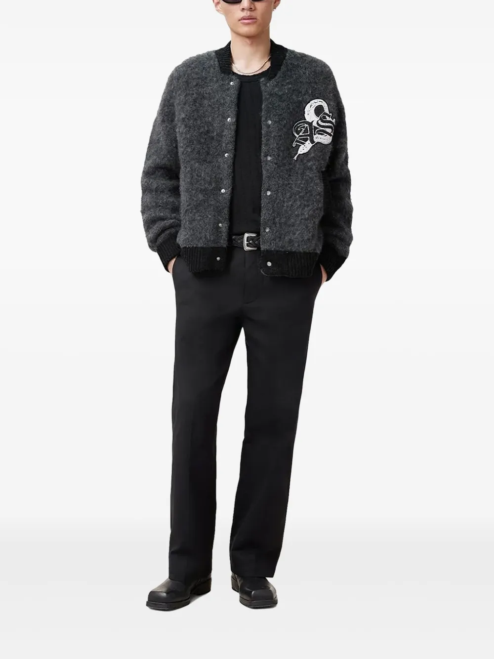 AllSaints Vest met geborduurde slang Grijs