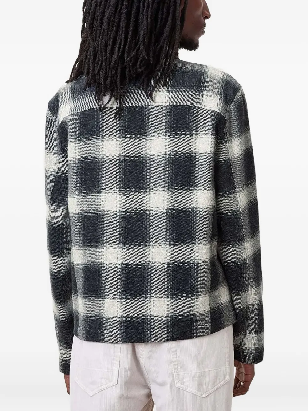 AllSaints checked zip-up jacket Zwart
