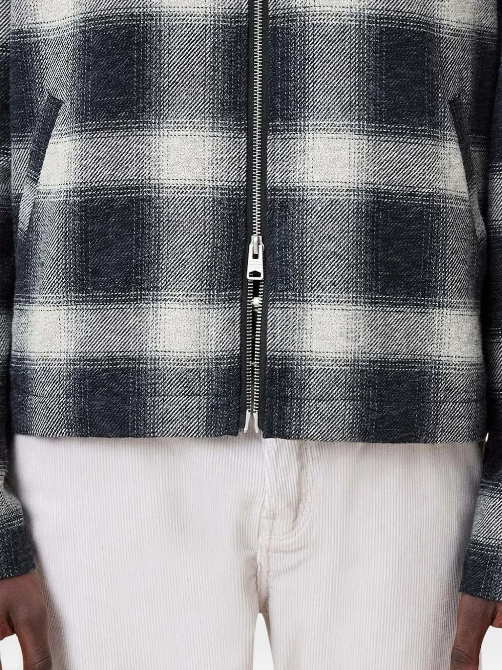 AllSaints checked zip-up jacket Zwart