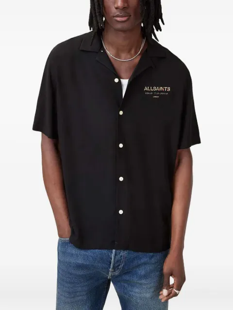 AllSaints snakeskin-print camp-collar shirt