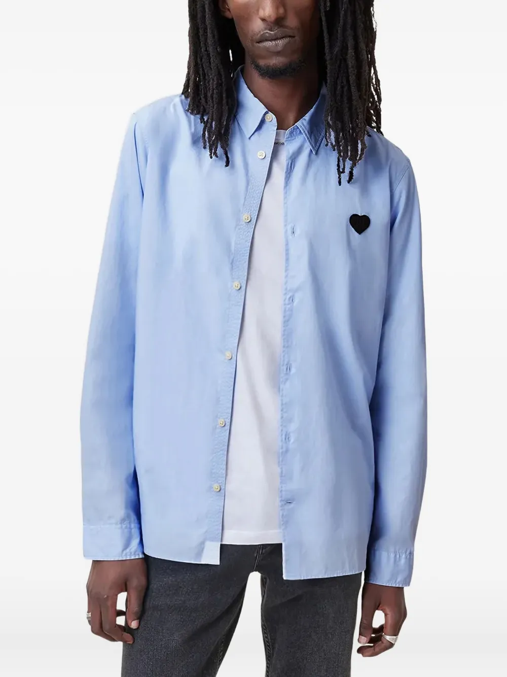 AllSaints Overhemd met geborduurd hart Blauw