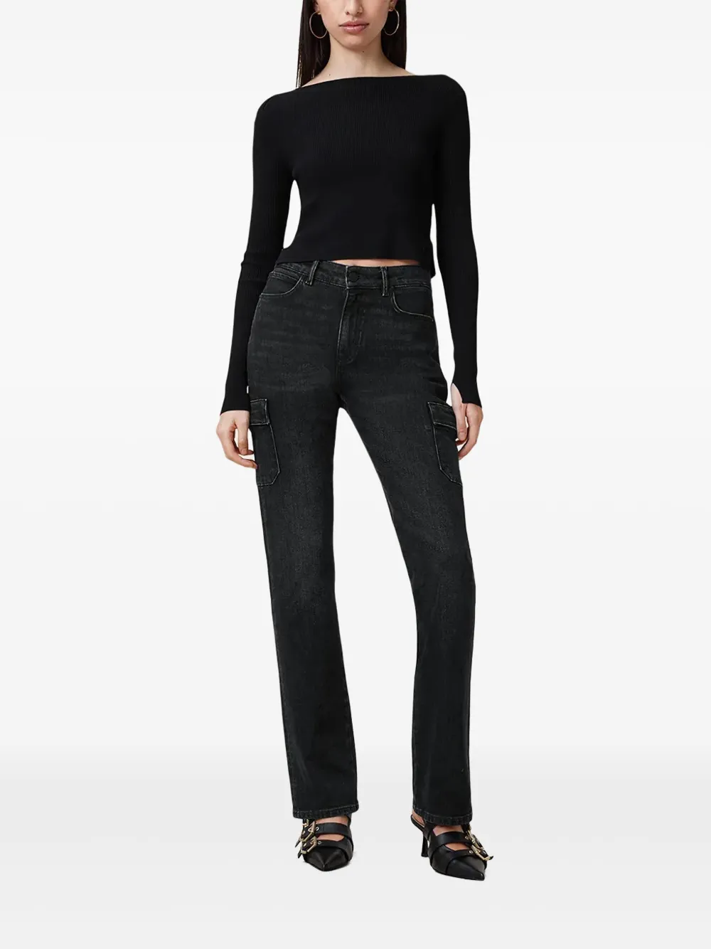 AllSaints Hollis jeans met cargozak Zwart