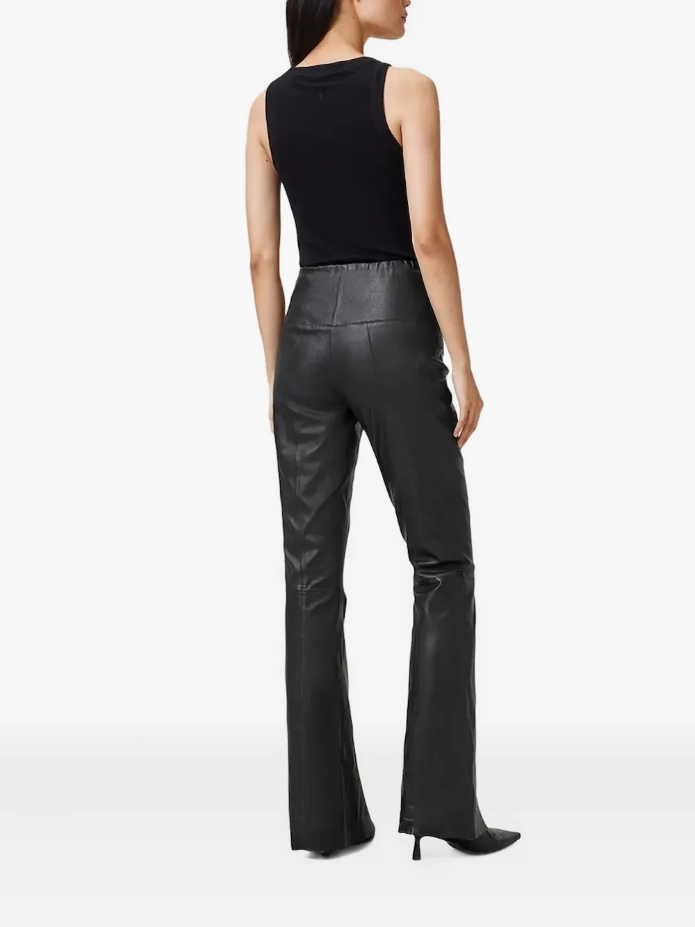 AllSaints Leren broek met split - Zwart