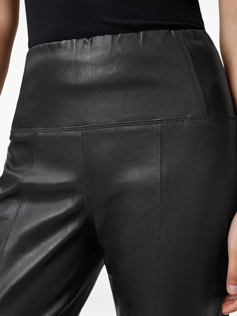 Allsaints Split-hem Leather Trousers In Black