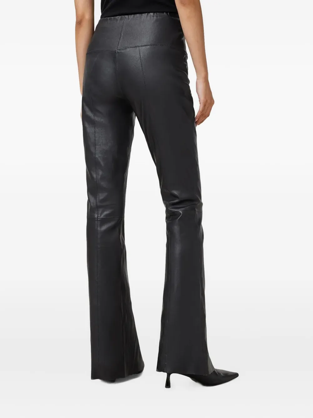 Allsaints Split-hem Leather Trousers In Black