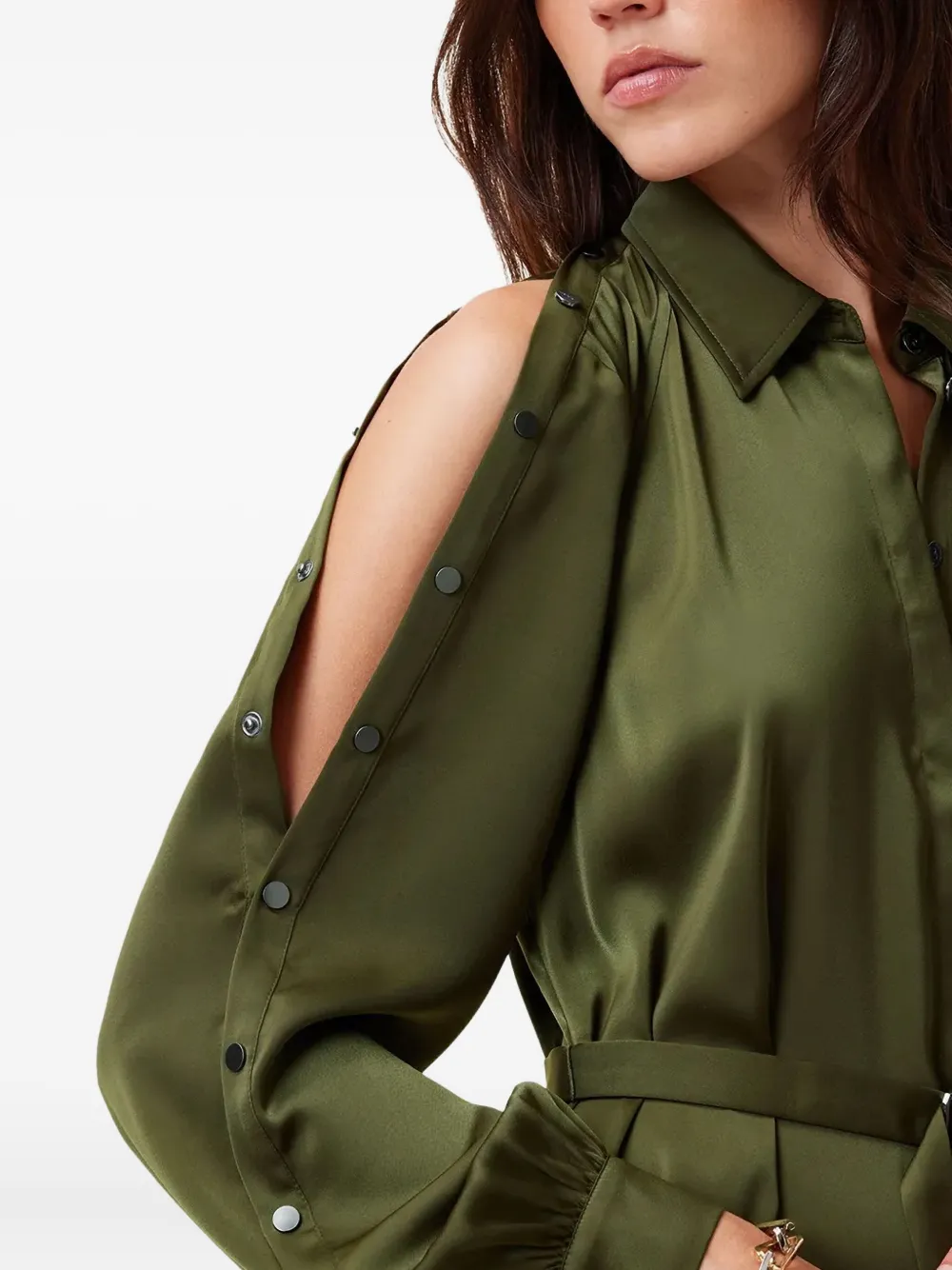 AllSaints Asymmetrische jurk met knopen Groen