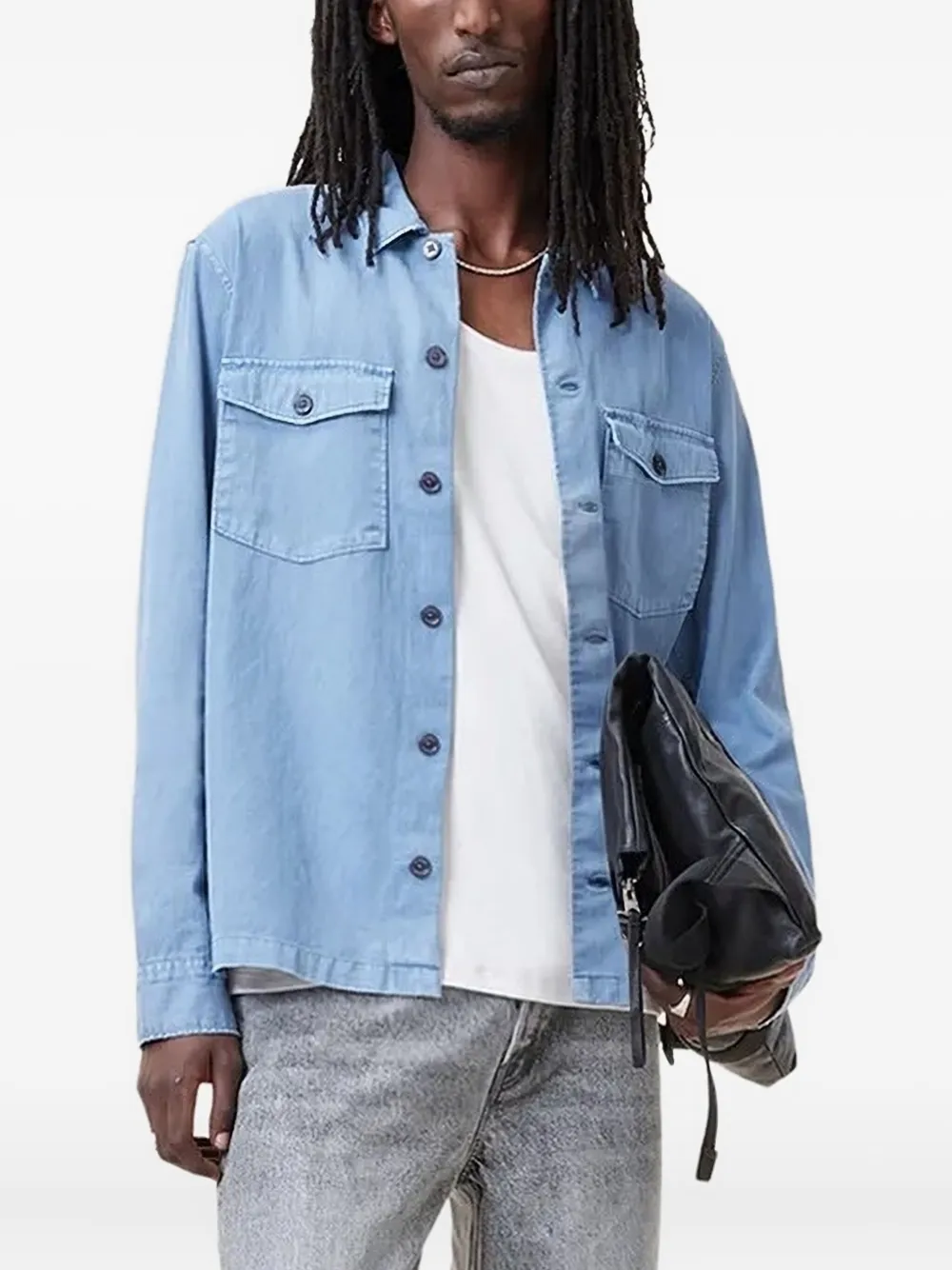 AllSaints frayed-edge shirt - ブルー AllSaints frayed-edge shirt - ブルー