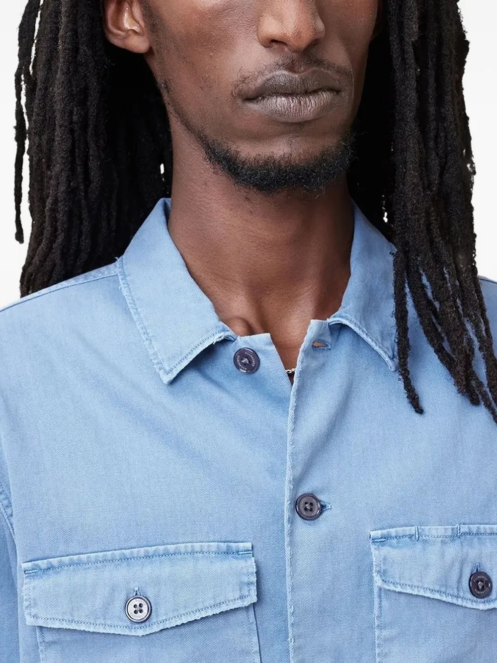 Allsaints Spotter Long Sleeve Military Overshirt In Blue