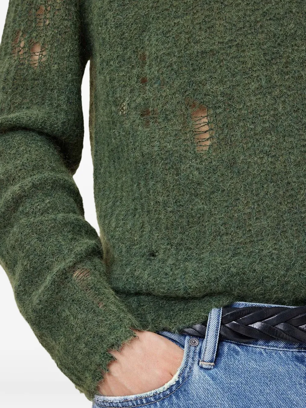 AllSaints Gebreide trui met franje Groen