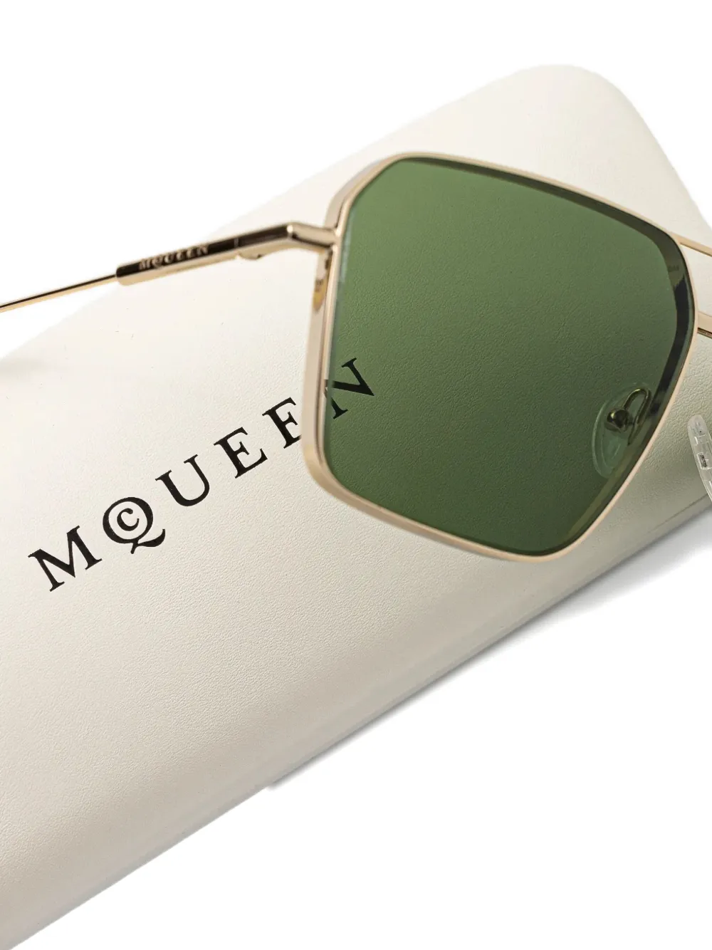 Alexander McQueen Eyewear Zonnebril met zeshoekig montuur Goud