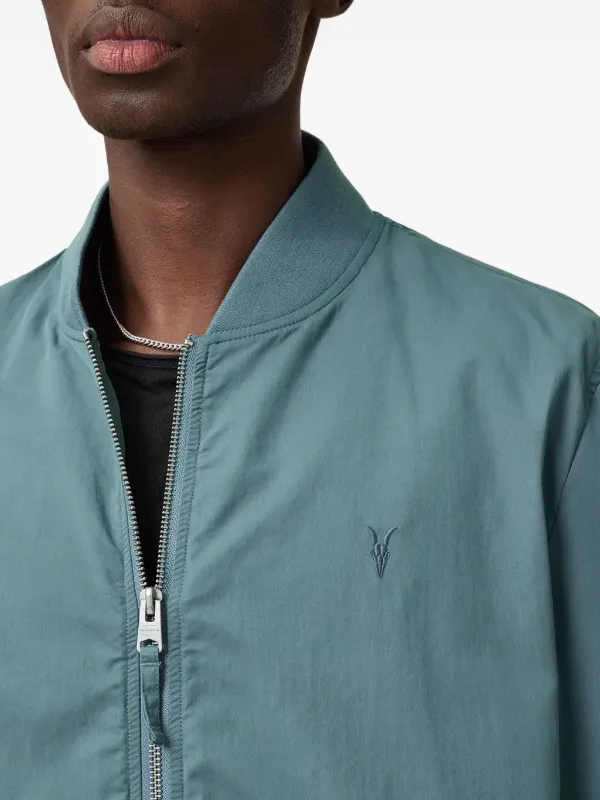 AllSaints logo-embroidered Bomber Jacket Blue FARFETCH IN