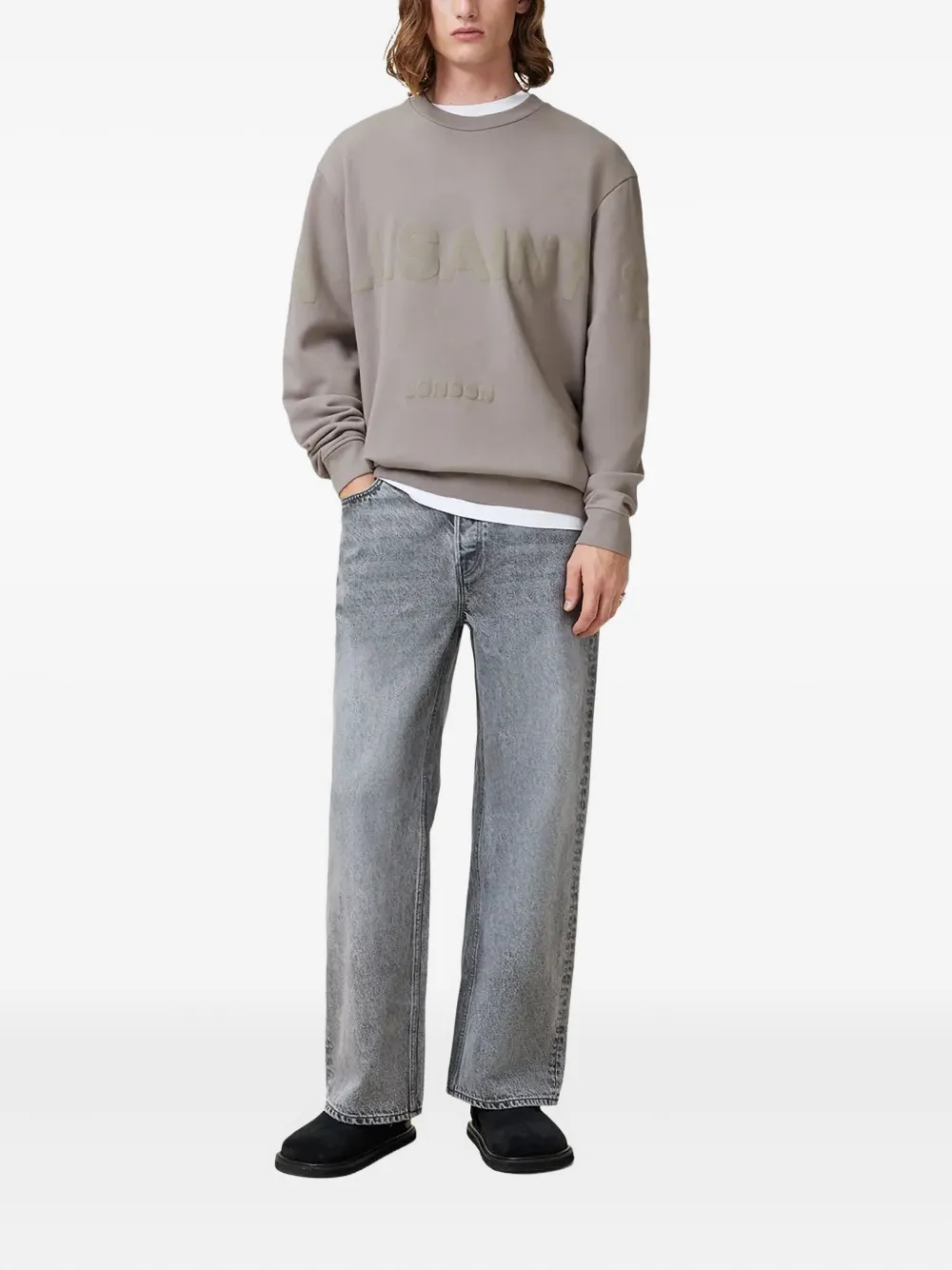 AllSaints Sweater met logoprint Grijs