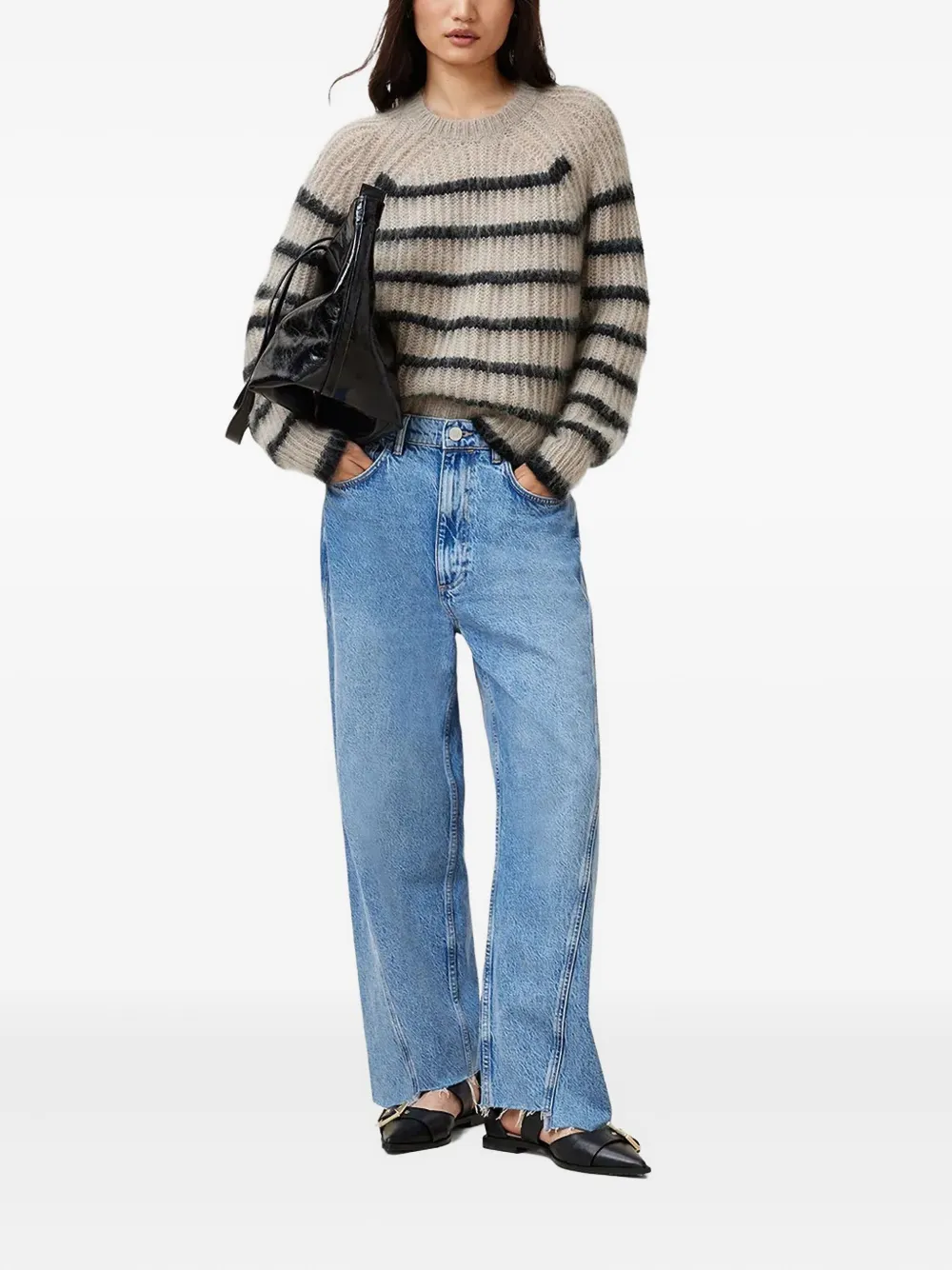 AllSaints Riga gestreepte trui Beige
