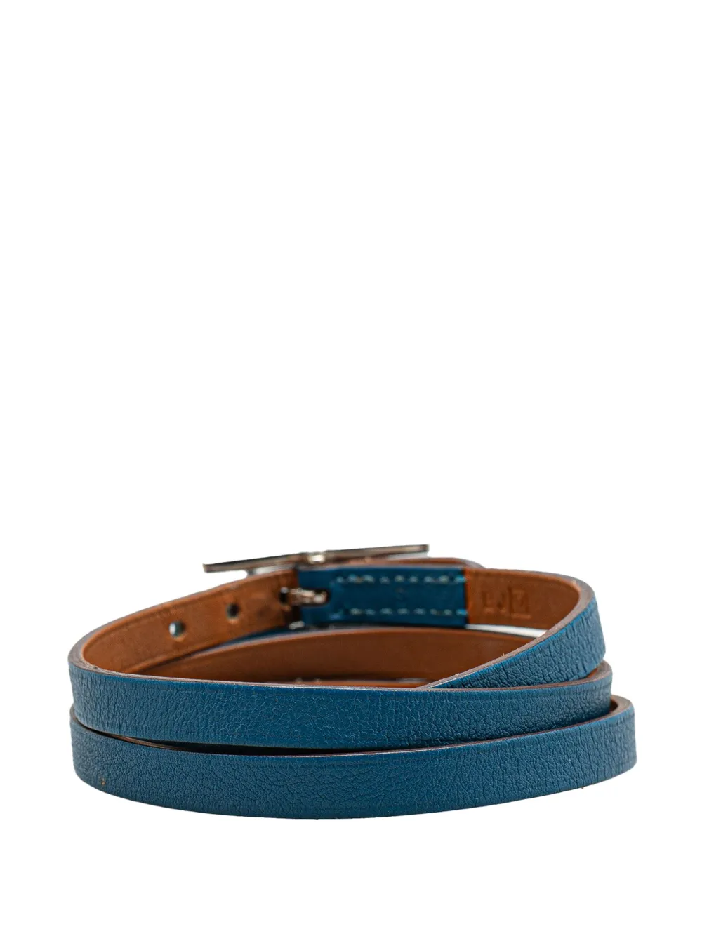 Pre-owned Hermes 2011 Chevre Hapi Triple Tour Bracelet Costume Bracelet In Blue