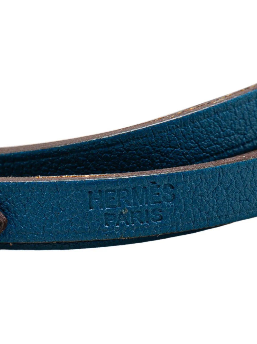 Pre-owned Hermes 2011 Chevre Hapi Triple Tour Bracelet Costume Bracelet In Blue